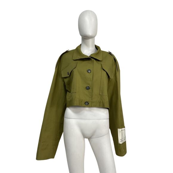 Off-White Green Cotton Overcoat Size 44
